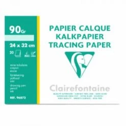 Clairefontaine 96873C - Pochette De 20 Feuilles De Papier Calque, 90/95 G/m², 24x32