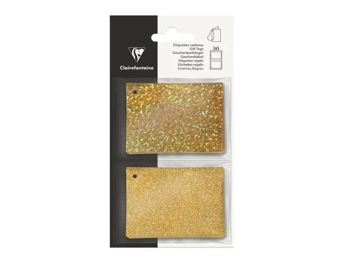 Clairefontaine - 10 Étiquettes Cadeau - Holographique/paillettes Or - 8 X 16 Cm 1 Clairefontaine - 10 Étiquettes Cadeau - Holographique/paillettes Or - 8 X 16 Cm