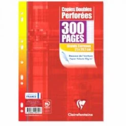 Clairefontaine 14711C - Copies Doubles Metric 210x297, Paquet Filmé De 300p./150 Feuilles Perforées 90 G/m², Coloris Blanc, Séyès