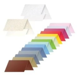 Clairefontaine 75085C - Marque-place Plié Pollen 85x40, 210 G/m², Coloris Blanc Irisé, En Paquet Cellophané De 25