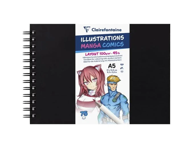 Carnet De Dessin Spiralé Manga Layout - A5 - 75 Feuilles - 100gr - Clairefontaine 1 Carnet De Dessin Spiralé Manga Layout - A5 - 75 Feuilles - 100gr - Clairefontaine