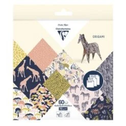 Clairefontaine ORIGAMI, Pochette De 60 Feuilles 70g/m2 3 Formats - Safari - Lot De 10