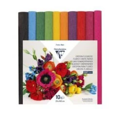 Clairefontaine 995001C - Un Paquet De 10 Rouleaux De Crépon Fleuriste 25x100 Cm, Assortiment Couleurs Vives