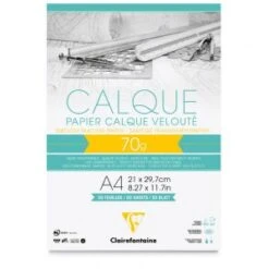 Clairefontaine 96500C - Bloc Encollé De 50 Feuilles De Papier Calque, 70/75 G/m², A4