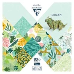 Clairefontaine ORIGAMI, Pochette De 60 Feuilles 70g/m2 Au Format 15x15cm - Fraîcheur Exotique - Lot De 5