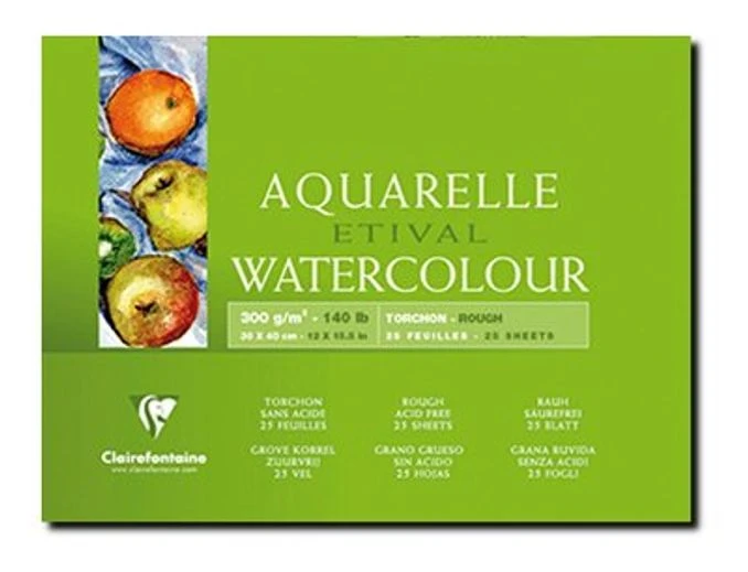 Clairefontaine Etival - Bloc De Papier Aquarelle Grain Torchon - 25 Feuilles 30 X 40 Cm - 300 G/m² 1 Clairefontaine Etival - Bloc De Papier Aquarelle Grain Torchon - 25 Feuilles 30 X 40 Cm - 300 G/m²