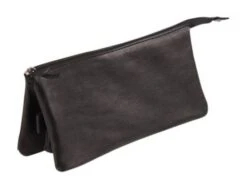 Clairefontaine - Trousse Plate 3 Compartiments - Cuir - Noir