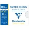 Clairefontaine - Pochette Papier à Dessin - 12 Feuilles - 24 X 32 Cm - 180 Gr - Blanc