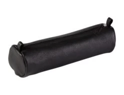 Clairefontaine - Trousse Ronde - Cuir Noir Vieilli