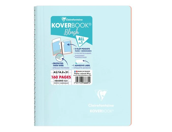 Clairefontaine Koverbook - Cahier Polypro A5 - 160 Pages - Petits Carreaux (5x5 Mm) - Disponible Dans Différentes Couleurs Pastels 2 Clairefontaine Koverbook - Cahier Polypro A5 - 160 Pages - Petits Carreaux (5x5 Mm) - Disponible Dans Différentes Couleurs Pastels – Image 2