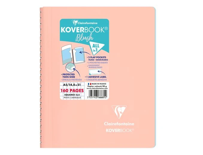 Clairefontaine Koverbook - Cahier Polypro A5 - 160 Pages - Petits Carreaux (5x5 Mm) - Disponible Dans Différentes Couleurs Pastels 3 Clairefontaine Koverbook - Cahier Polypro A5 - 160 Pages - Petits Carreaux (5x5 Mm) - Disponible Dans Différentes Couleurs Pastels – Image 3