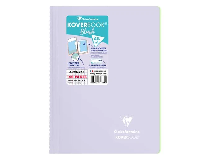 Clairefontaine Koverbook - Cahier Polypro A4 (21x29,7 Cm) - 160 Pages - Petits Carreaux (5x5 Mm) - Disponible Dans Différentes Couleurs Pastels 4 Clairefontaine Koverbook - Cahier Polypro A4 (21x29,7 Cm) - 160 Pages - Petits Carreaux (5x5 Mm) - Disponible Dans Différentes Couleurs Pastels – Image 4
