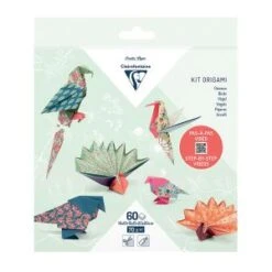 Clairefontaine KIT ORIGAMI, Pochette De 60 Feuilles 70g/m2 3 Formats - Décor Oiseaux - Assortis - Lot De 5