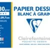 Clairefontaine Dessin à Grain - Pochette Papier à Dessin - 12 Feuilles - A4 - 180 Gr - Blanc