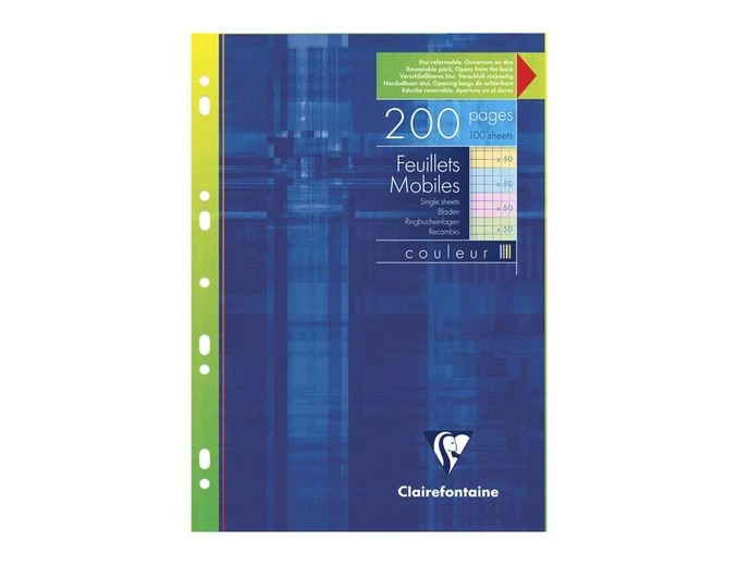 Clairefontaine - 200 Feuilles Simples A4 - Petits Carreaux (5x5 Mm) - Perforées - Coloris Assorties 1 Clairefontaine - 200 Feuilles Simples A4 - Petits Carreaux (5x5 Mm) - Perforées - Coloris Assorties