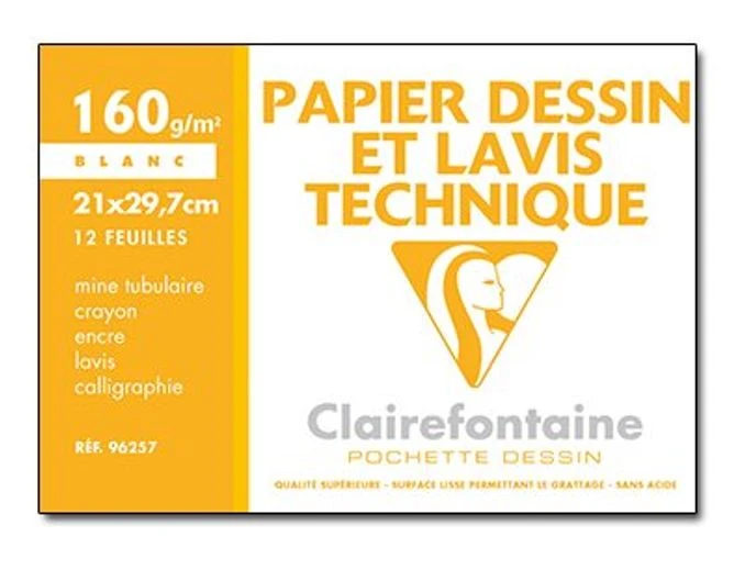 Clairefontaine Dessin à Grain - Pochette Papier à Dessin - 12 Feuilles - A4 - 160 Gr - Blanc 1 Clairefontaine Dessin à Grain - Pochette Papier à Dessin - 12 Feuilles - A4 - 160 Gr - Blanc