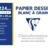 Clairefontaine Dessin à Grain - Pochette Papier à Dessin - 12 Feuilles - 24 X 32 Cm - 224 Gr - Blanc